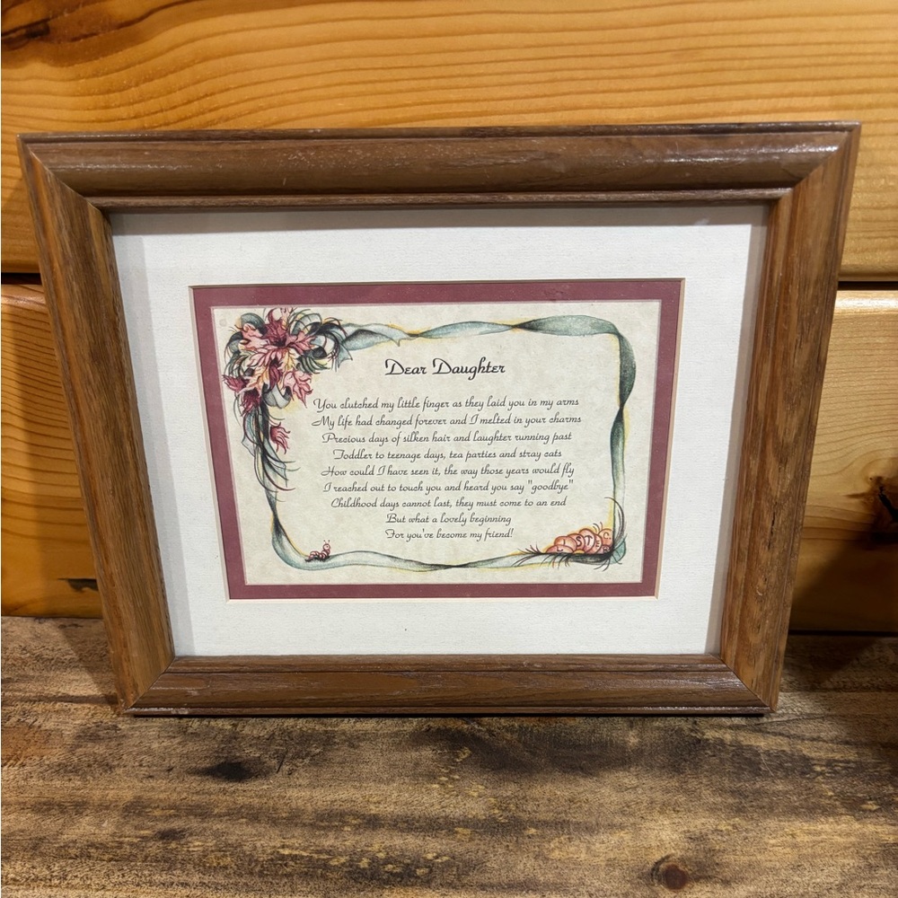Vintage CottageCore Dear Daughter Wooden Picture Frame